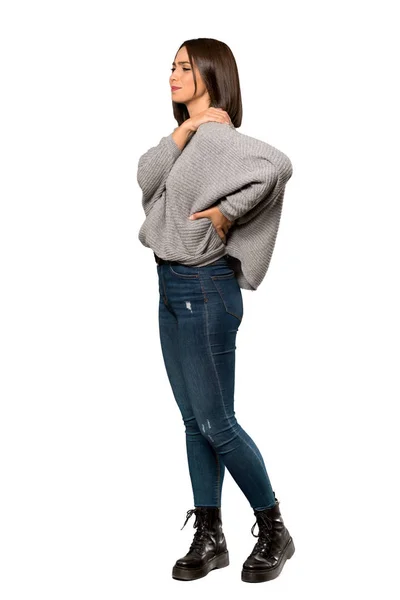 Uma Foto Completa Uma Jovem Mulher Sofrendo Dor Ombro Por — Fotografia de Stock