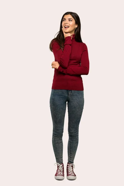 Uma Foto Completa Uma Adolescente Com Gola Alta Pensando Uma — Fotografia de Stock