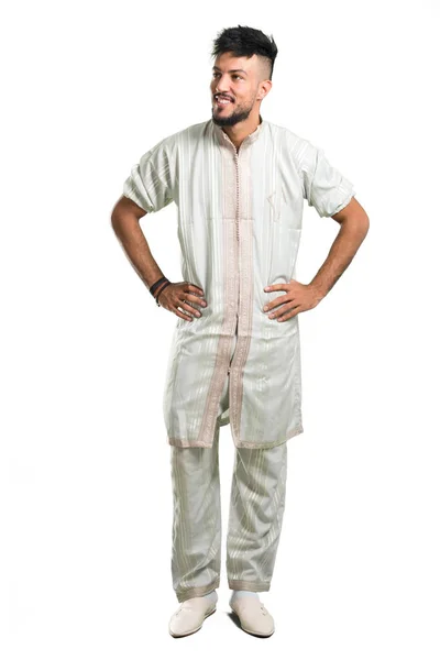 Full Length Shot Arabic Young Man Wearing Typical Arab Clothes — Stock Photo, Image