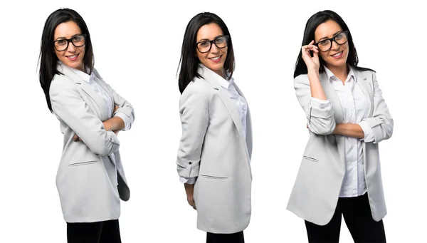 Collage Söt Kvinna Med Glasögon — Stockfoto