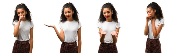 Conjunto de chica adolescente sobre fondo blanco aislado —  Fotos de Stock