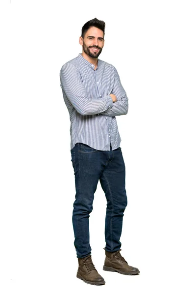 Full Length Shot Elegant Man Shirt Arms Crossed Looking Forward — Stock Photo, Image