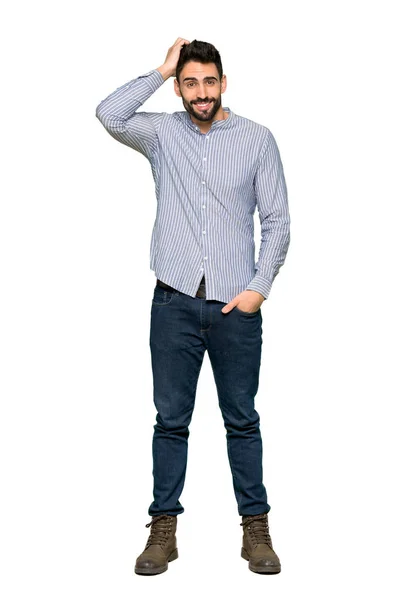 Full Length Schot Van Elegante Man Met Shirt Met Een — Stockfoto