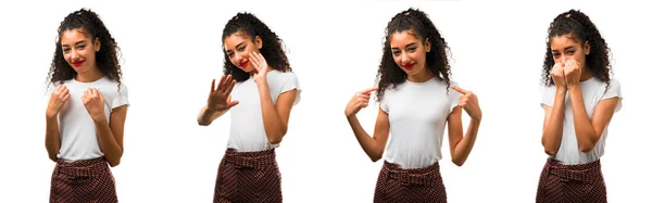Set von Teenager-Mädchen über isolierten weißen Hintergrund — Stockfoto