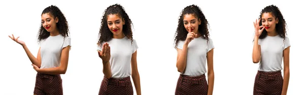 Conjunto de chica adolescente sobre fondo blanco aislado — Foto de Stock