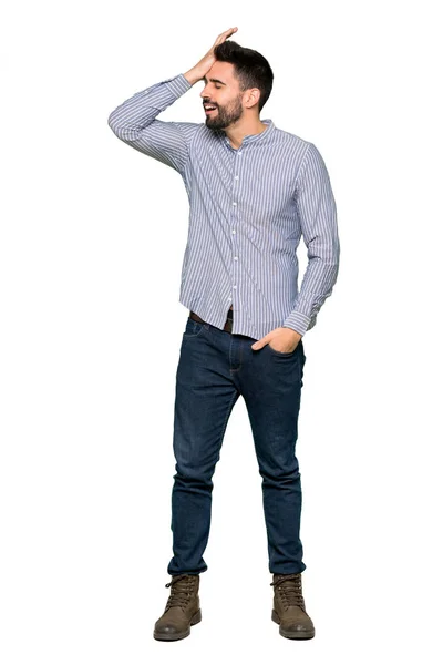 Tiro Longitud Completa Hombre Elegante Con Camisa Acaba Darse Cuenta — Foto de Stock