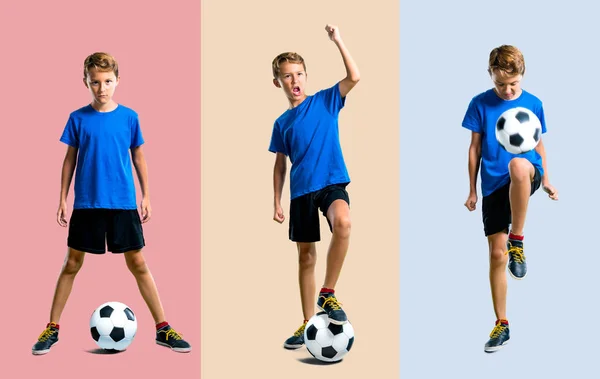 Set Van Lucky Boy Spelen Voetbal — Stockfoto