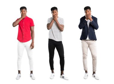 Dizi karanlık adam ağız uygunsuz bir şey söylediğin için iki elinizle kapsayan derili. Konuşamam