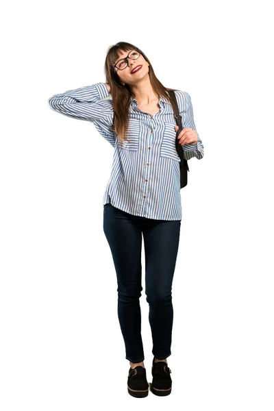 Full Length Shot Woman Glasses Thinking Idea While Scratching Head — Stock Photo, Image