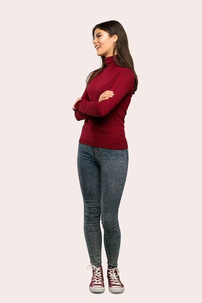 Eine Aufnahme Voller Länge Von Einem Teenager Mädchen Mit Rollkragen — Stockfoto