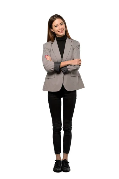 Full Length Shot Business Woman Keeping Arms Crossed Frontal Position — Stock Photo, Image