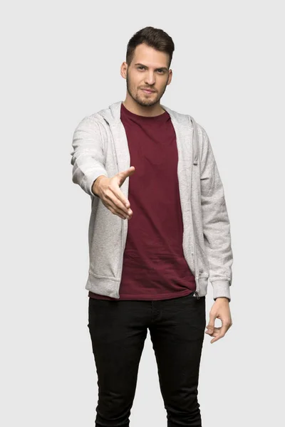 Homme Avec Sweat Shirt Serrant Main Pour Fermer Une Bonne — Photo