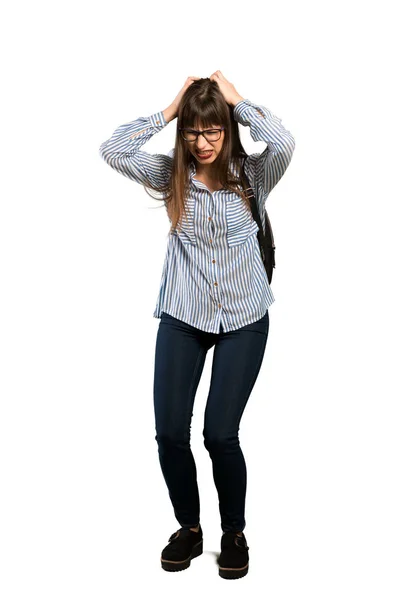 Full Length Shot Woman Glasses Frustrated Bad Situation — Stock Photo, Image