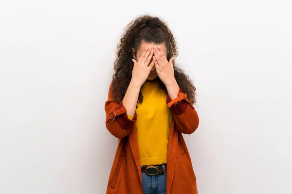 Tinédzser Lány Kabát Fáradt Beteg Kifejezés — Stock Fotó