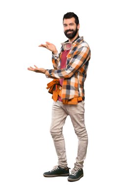 Eller izole beyaz arka plan üzerinde gelmek davet için tarafına uzanan ustaların adam