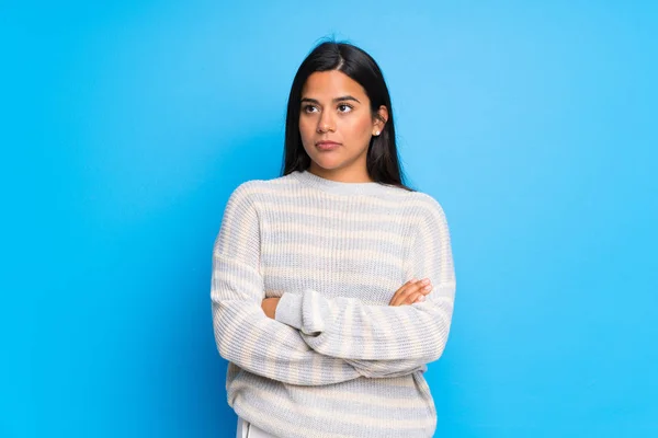 Joven Colombiana Con Retrato Suéter — Foto de Stock