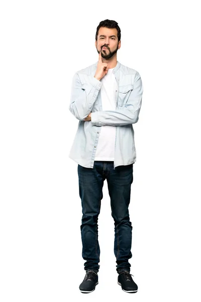 Full Length Shot Handsome Man Beard Looking Front Isolated White — Stock Photo, Image