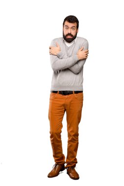 Yakışıklı adam izole beyaz arka plan üzerinde dondurma