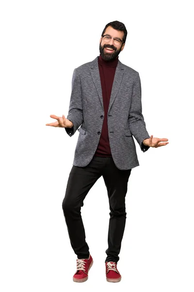 Hombre Guapo Con Gafas Sonriendo Sobre Fondo Blanco Aislado —  Fotos de Stock