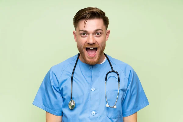 Surgeon Doctor Man Surprise Facial Expression — Stock Photo, Image