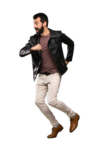 Handsome man with beard walking — Stock Photo, Image