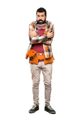 Esnaf adam donma izole beyaz arka plan üzerinde