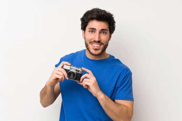 Schöner Mann Mit Kamera — Stockfoto