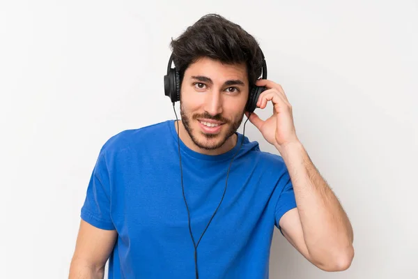 Homem Bonito Ouvindo Música Com Fones Ouvido — Fotografia de Stock