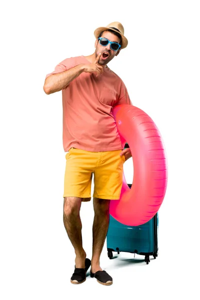 Una toma completa de Hombre con sombrero y gafas de sol en su verano —  Fotos de Stock