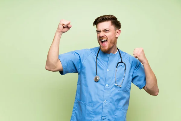 Chirurg Arzt Mann Feiert Einen Sieg — Stockfoto