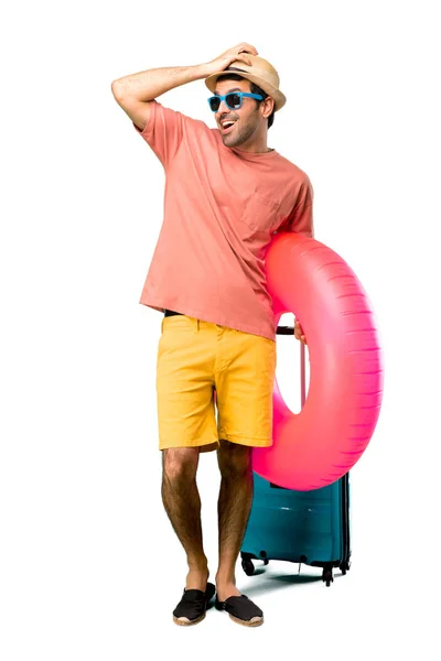 Una Toma Completa Man Con Sombrero Gafas Sol Sus Vacaciones —  Fotos de Stock