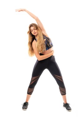 İzole beyaz arka plan üzerinde balerin dans