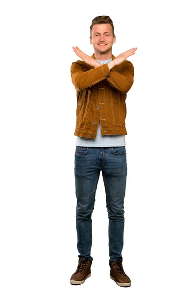 Blonde Handsome Man Making Gesture — Stock Photo, Image