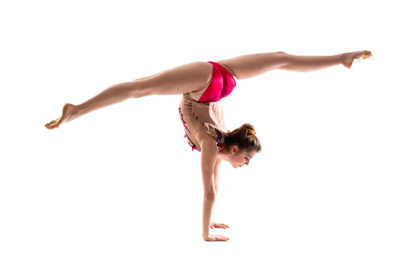 Holka Dělá Rytmickou Gymnastiku — Stock fotografie