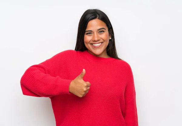 Colombianen Met Glazen Geven Een Duim Omhoog Gebaar — Stockfoto