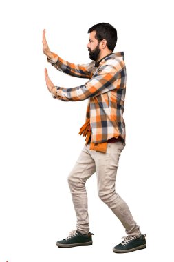 Esnaf adam izole beyaz arka plan üzerinde