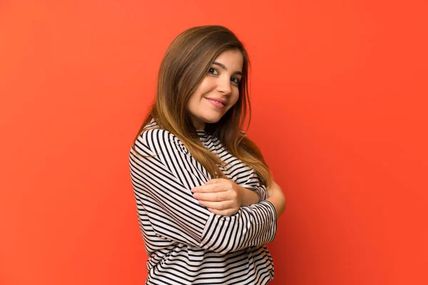 Young Girl Striped Shirt Laughing — Stock Photo, Image