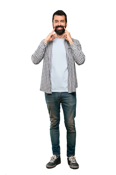 Hombre Guapo Con Barba Sonriendo Con Una Expresión Feliz Agradable —  Fotos de Stock