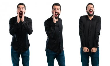 Sakal bağırarak yakışıklı adamla kümesi