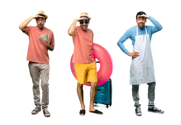Gruppo Uomo Con Fatture Chef Uomo Con Cappello Occhiali Sole — Foto Stock