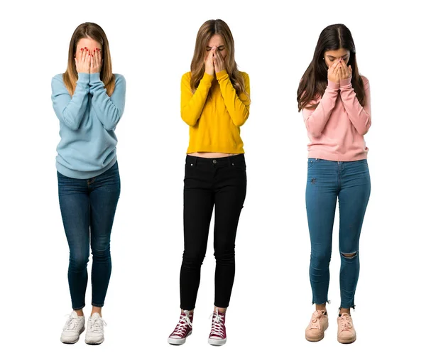 Una Toma Completa Grupo Personas Con Ropa Colorida Con Expresión —  Fotos de Stock