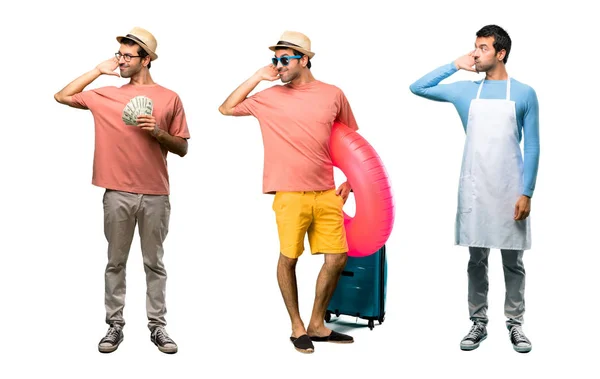 Grupo Homem Com Contas Chef Homem Com Chapéu Óculos Sol — Fotografia de Stock