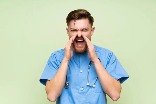 Surgeon Doctor Man Shouting Mouth Wide Open — Stock Photo, Image