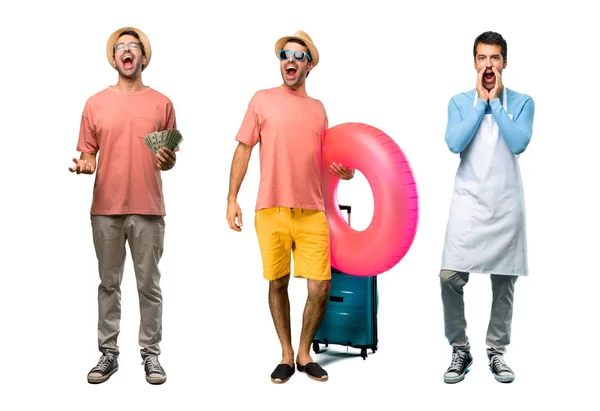 Grupo Homem Com Contas Chef Homem Com Chapéu Óculos Sol — Fotografia de Stock