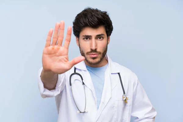 Doutor Homem Fazendo Parar Gesto Com Mão — Fotografia de Stock