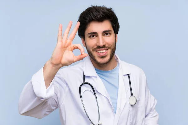 Doctor Man Showing Sign Fingers — Stock Photo, Image