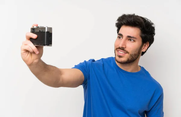 Bel Homme Faire Selfie — Photo