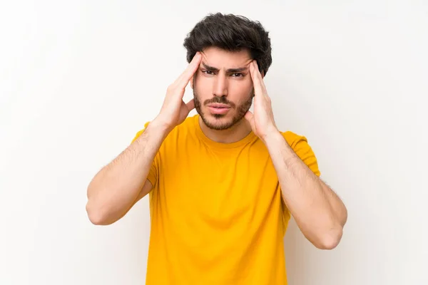 Snygg Över Isolerad Vit Vägg Olycklig Och Frustrerad Med Något — Stockfoto