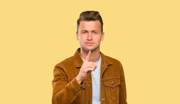 Blonde Handsome Man Frustrated Pointing Front — Stock Photo, Image