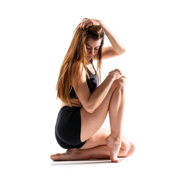 Jonge Dans Meisje Geïsoleerde Witte Achtergrond — Stockfoto